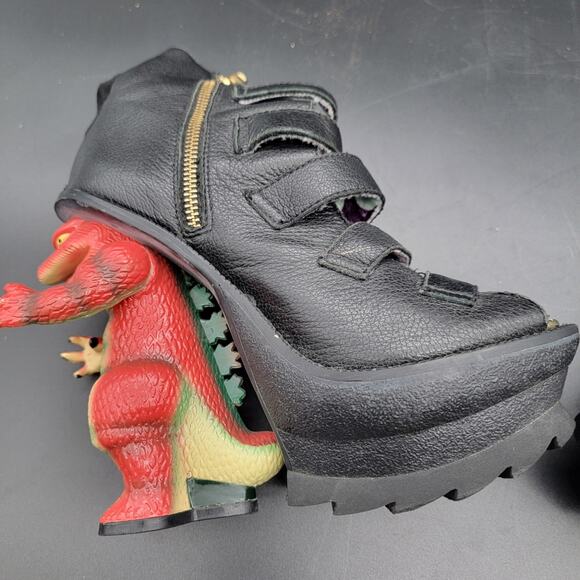 Irregular Choice Black Leather Godzilla Heel Platform Shoes Size 39 EU / 8 US - Picture 7 of 11